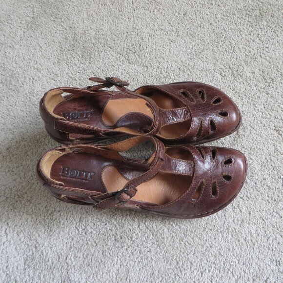BORN Charisma Heeled sandals Size 8 Brown Leather Buckle Mary Jane #W61184 - Picture 5 of 11
